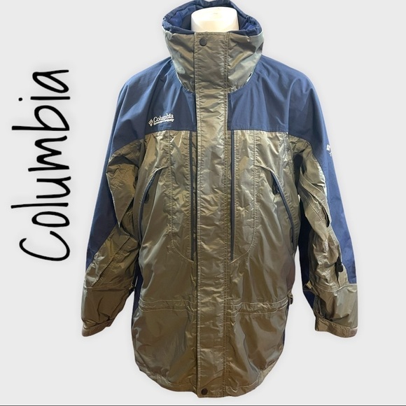 COLUMBIA Omni tech waterproof navy blue and gray coat - Picture 1 of 10